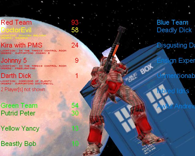Screenshot of the skybox, with spinning Tardis