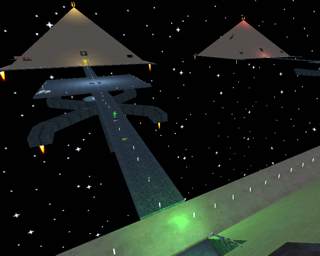 A green bot is making his way towards the gold pyramid