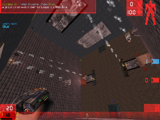 A bot's eye view of the big cube 
 just outside the red flag base