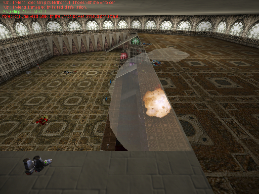 A view from the sniper platform on level 5
 as a hapless bot explodes on level 3