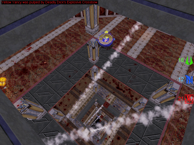 Rocket fire across the central shaft