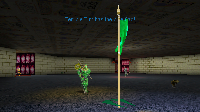 Two green bots bring enemy flags home
